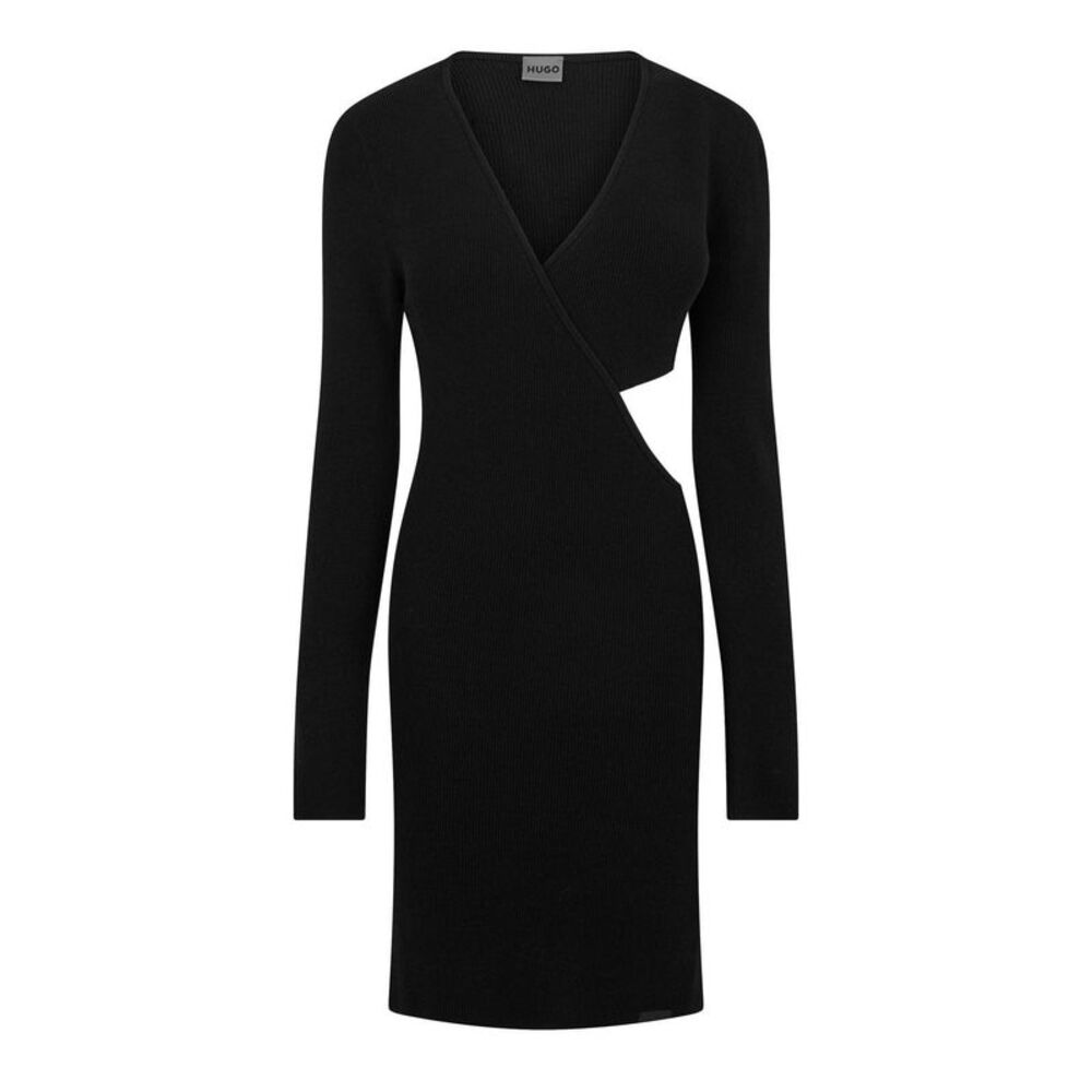 Hugo Womens/Ladies Skelletty Long-Sleeved Mini Dress / Black